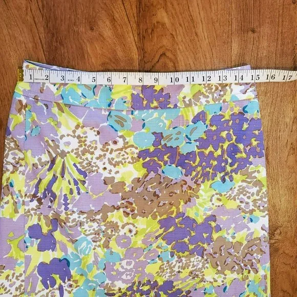 Talbots Lilac Floral Skirt, Size 4P, Back Zipper, Mini Petite Purple Blue Yellow - Picture 6 of 7